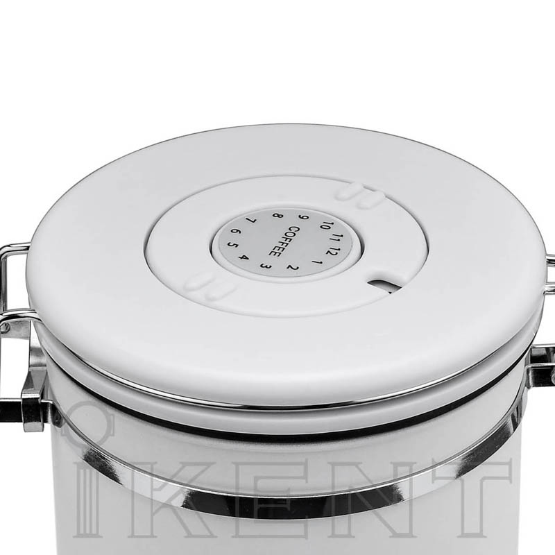 date track lid kitchen storage tea flour cereal coffee bean canister airtight stainless steel CO2 exhaust lid container with scoop date tracker manufacture factory