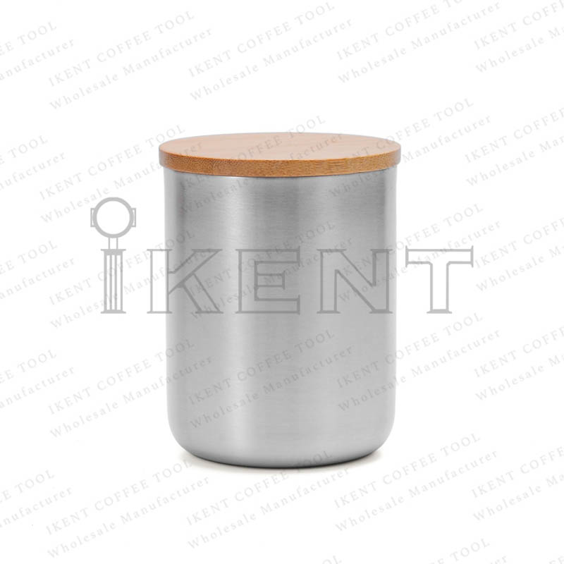 304 stainless steel bamboo wooden lid canister matcha powder airtight container manufacturer factory