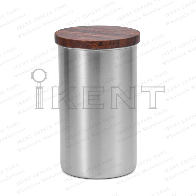 stainless steel bamboo wooden lid canister coffee bean tea matcha powder container manufacturer factory