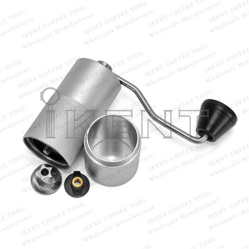manual hand coffee bean grinder stainless steel conical burr grinder wooden handle adjustable setting manufacturer factory supplier