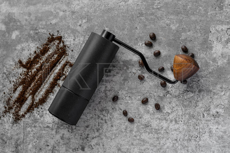 Grip small hand coffee grinder manual grinder wooden handle stainless steel conical burr core factory manufacturer wholesaler