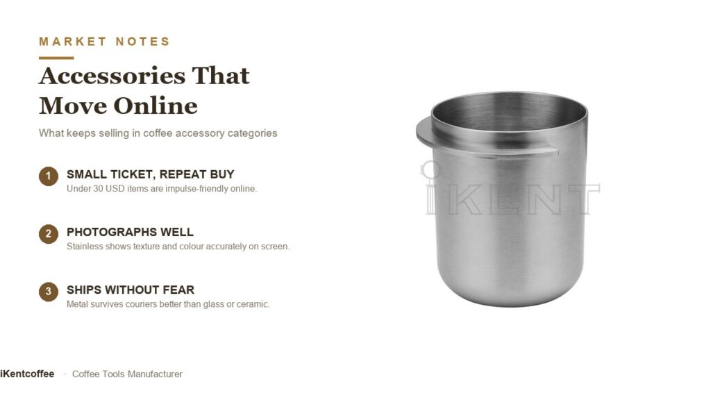 Coffee accessories that sell online - small ticket, low damage, easy to photograph