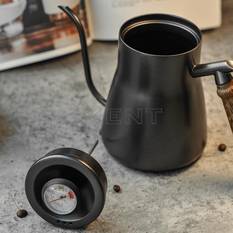 Gooseneck coffee kettle for precise water flow wooden handle